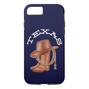 Texas Watercolor Cowboy Cowgirl Brown and Blue Case-Mate iPhone Case