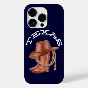 Texas Watercolor Cowboy Cowgirl Brown and Blue Case-Mate iPhone 14 Pro Case