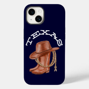 Texas Watercolor Cowboy Cowgirl Brown and Blue Case-Mate iPhone 14 Case