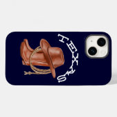 Texas Watercolor Cowboy Cowgirl Brown and Blue Case-Mate iPhone Case (Back (Horizontal))