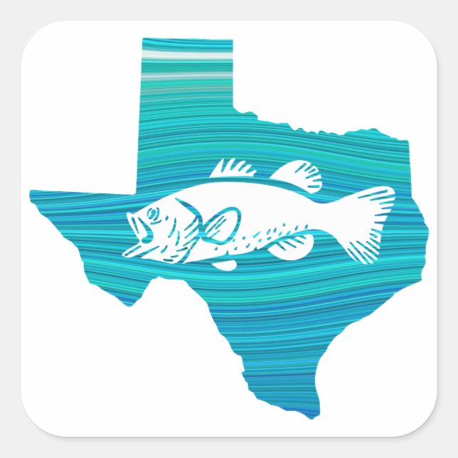 Texas Wave Fishing Square Sticker (Front)