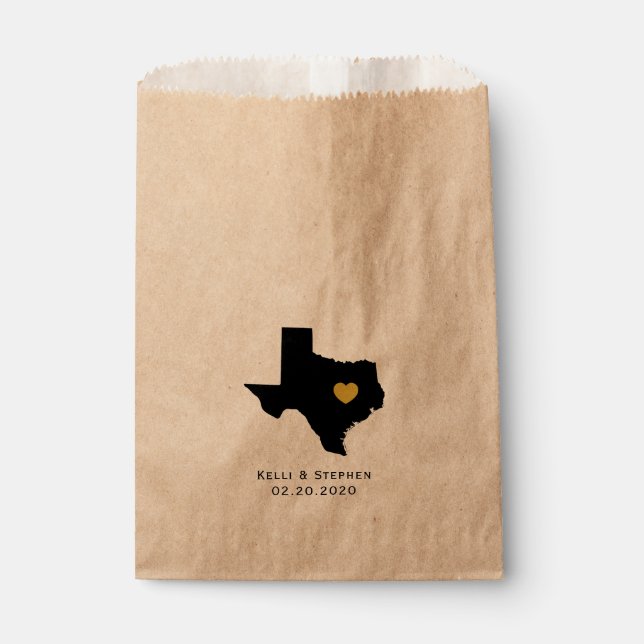 Texas Wedding Favour Treat Sacks, Gift Bags (Front)