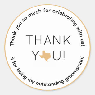 Texas Wedding Party Groomsman Gift Classic Round Sticker