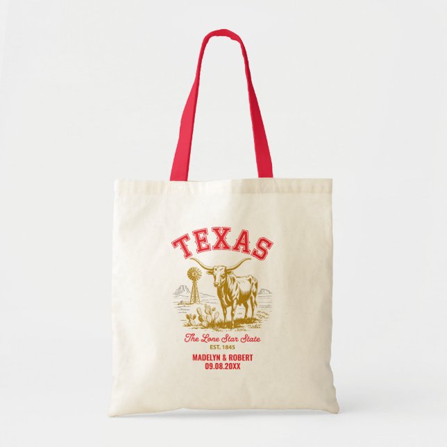 Texas Wedding Welcome Bag, State Love Tote Bag (Front)
