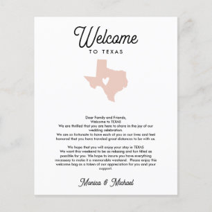 TEXAS Welcome  Letter Itinerary ANY COLOR