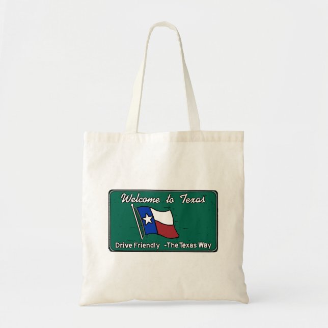 Texas welcome sign reusable bag (Front)