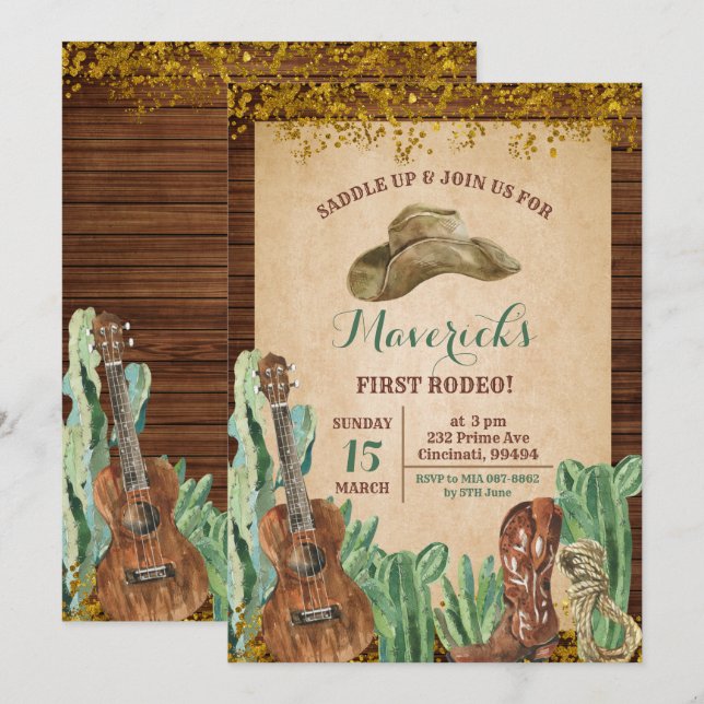 Texas Western Boy's First Rodeo birthday Invitation (Front/Back)