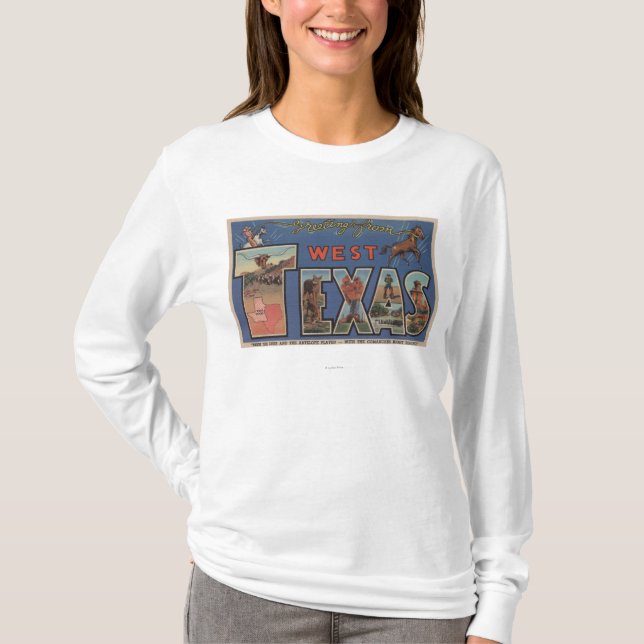 Texas (Western)Large Letter Scenes T-Shirt (Front)