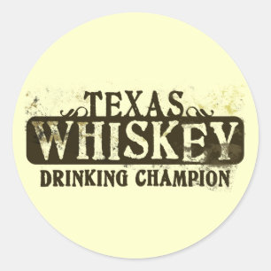 Texas Whiskey Drinking Champion Classic Round Sticker