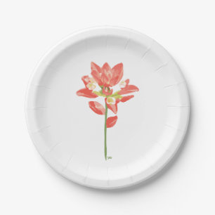 Texas Wild Flowers - Indian Paintbrush, orange Paper Plate
