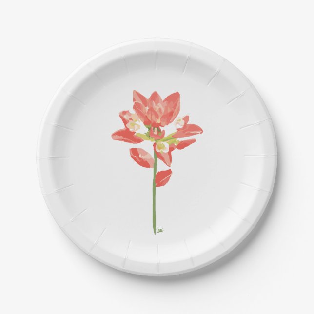 Texas Wild Flowers - Indian Paintbrush, orange Paper Plate (Front)