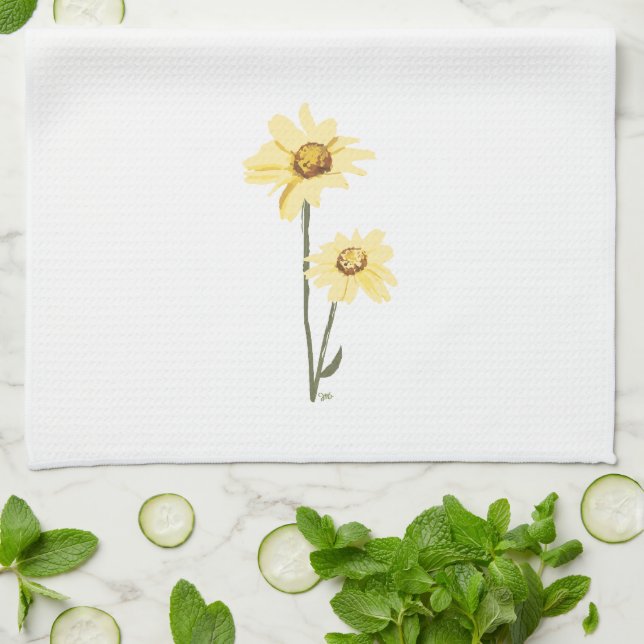 Texas Wild Flowers – Sunflower, yellow Tea Towel (Folded)