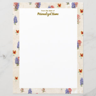 Texas Wild Flowers Unlined Paper Sheet