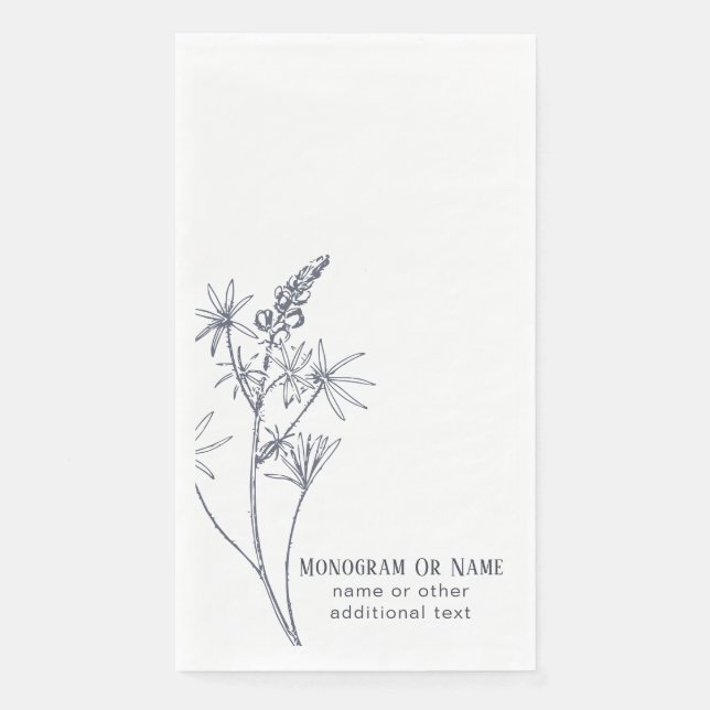 Texas Wildflower Bluebonnet Family Last Name Napkin (Front)