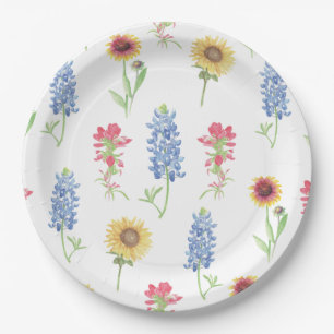 Texas Wildflower Pattern Paper Plate