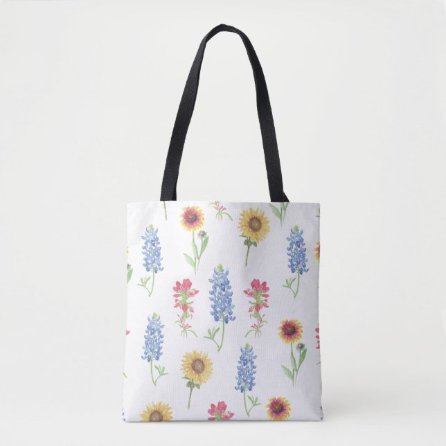Texas Wildflower Pattern Tote Bag (Front)