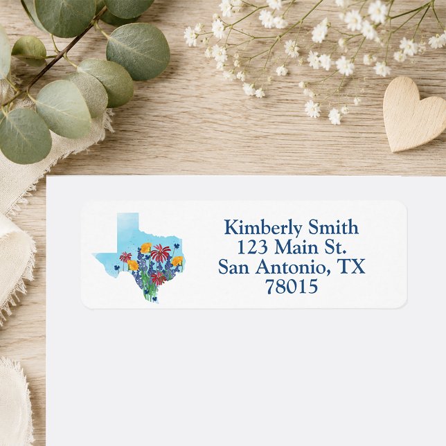 Texas Wildflowers Return Address (Texas Wildflowers return address label)