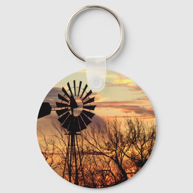 Texas windmill sunset key ring (Front)