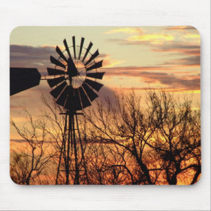 Texas windmill sunset mouse mat