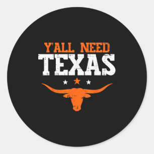 Texas Women Kids Men Boys Girls Youth Teen  Classic Round Sticker