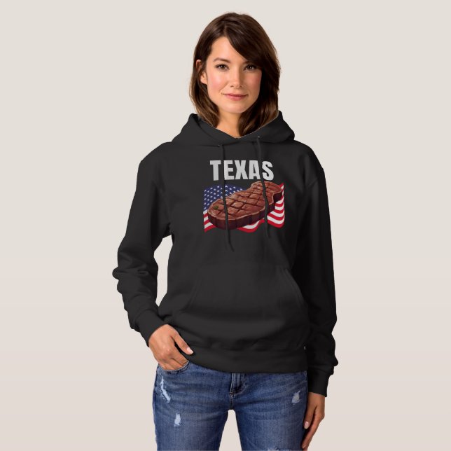 Texas Women's Hooded Dark Sweatshirt (Front Full)