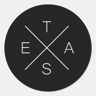 Texas X Shape State Of Texas Text Classic Round Sticker
