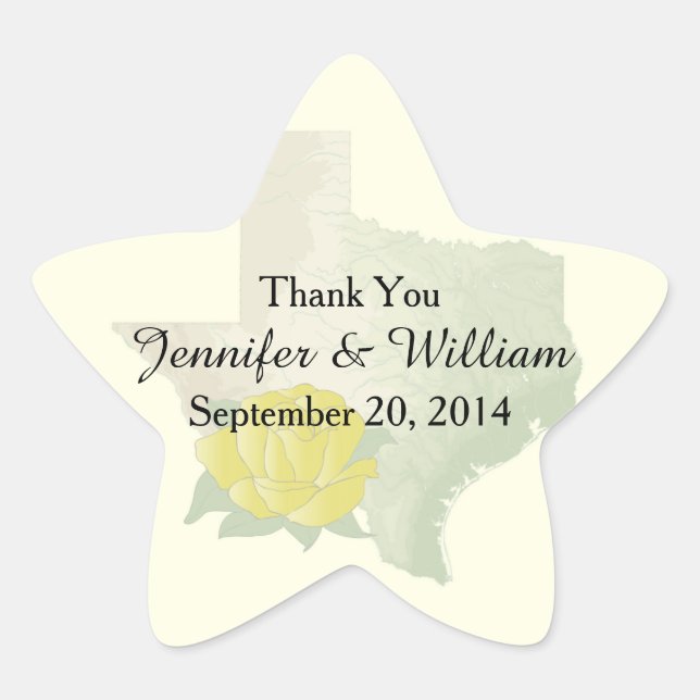 Texas Yellow Rose Wedding Favour Sticker (Front)