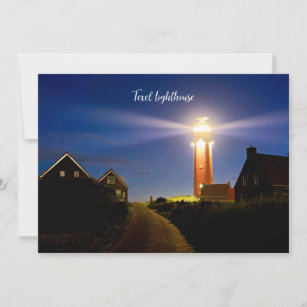 Texel Lighthouse, nighttime photograph Card