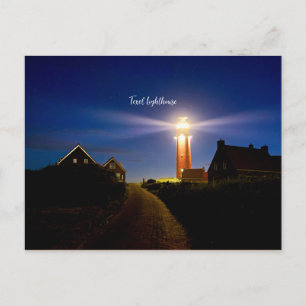 Texel Lighthouse, nighttime photograph Postcard