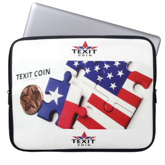 "TeXit Coin 15" Puzzle Piece and Logo  Laptop Sleeve