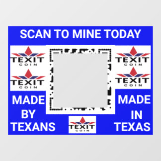 TeXit Coin Cobalt QR Code with TeXit Coin logo  Window Cling