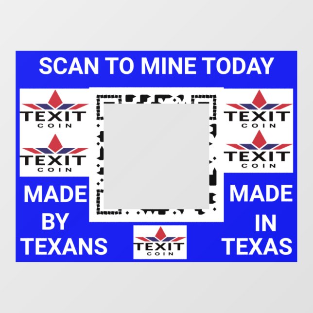 TeXit Coin Cobalt QR Code with TeXit Coin logo  Window Cling (Sheet)