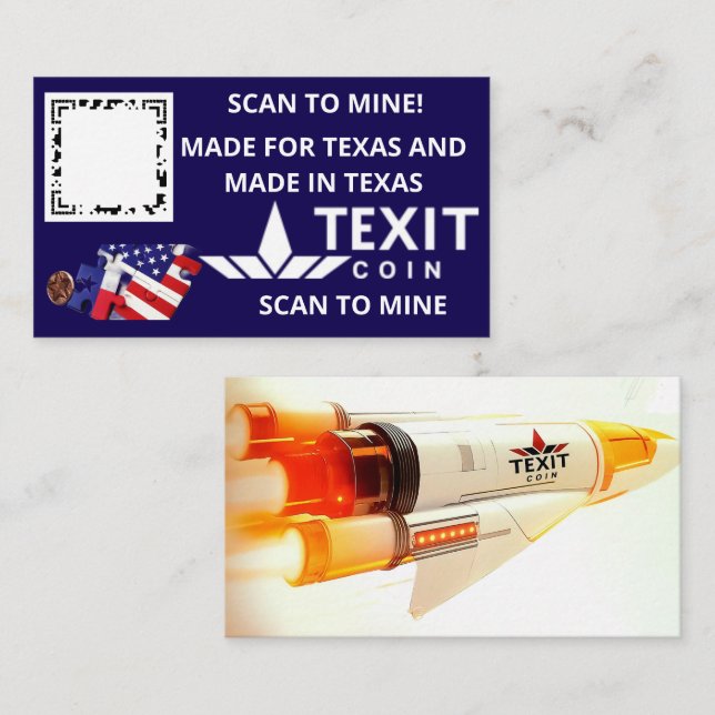 TeXit Coin Dark  Blue Blue QR Code Business Card (Front/Back)
