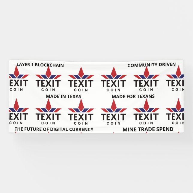 Texit Coin Official Logo Tiled on White  Banner (Horizontal)