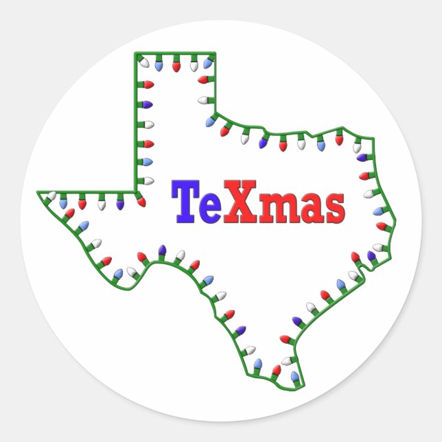 TeXmas Lights Classic Round Sticker (Front)
