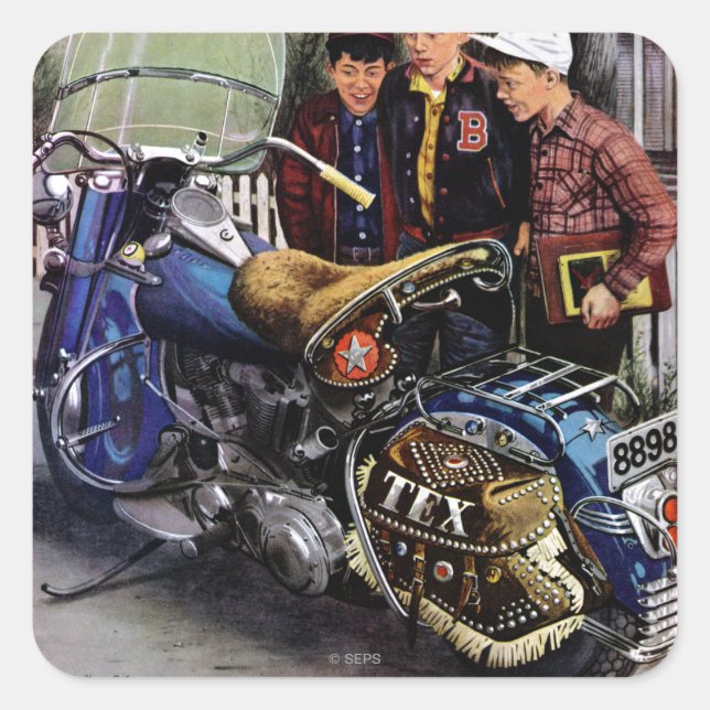 Tex's Motorcycle Square Sticker (Front)
