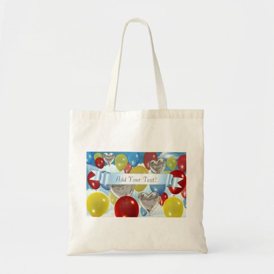 Text Added Sky Balloons Customisable Tote Bags