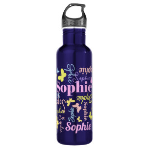 Text and colorful butterflies girls name Sophie  710 Ml Water Bottle
