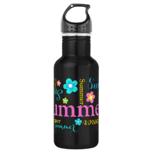 Text and flowers girls name summer water bottle