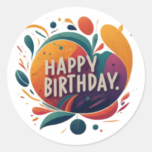 Text and Picture Design Classic Round Sticker