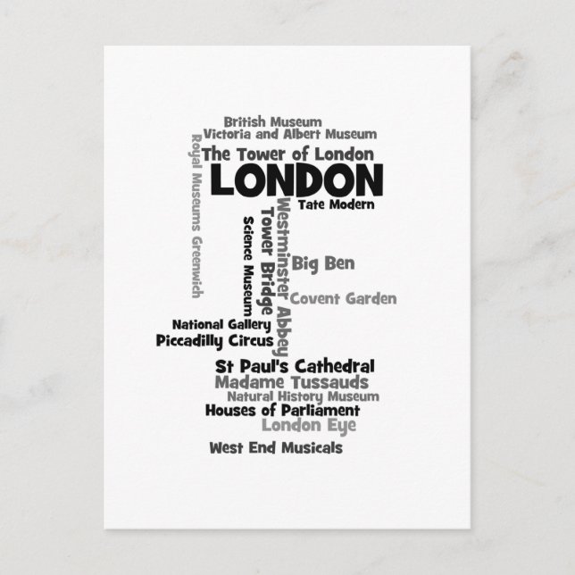 Text Art "London" Postcard (Front)