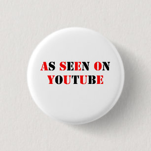 Text-As seen On Youtube- -Red/Black 3 Cm Round Badge