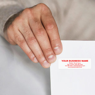 Text Based Brand in Red on Return Address Label