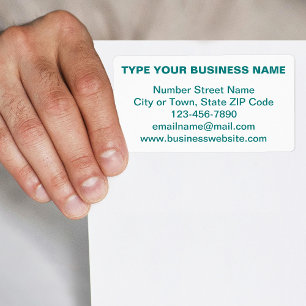 Text Based Brand in Teal Green on Shipping Label