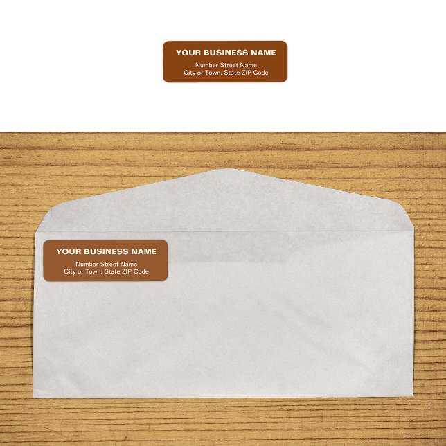 Text Based Brown Business Return Address Label (Plain text brown business return address label on envelope)