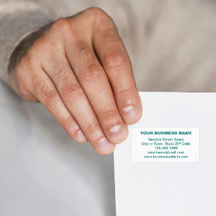Text Based Business Brand in Teal Green on Address Label