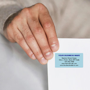 Text Based Business Brand on Light Blue Address Label