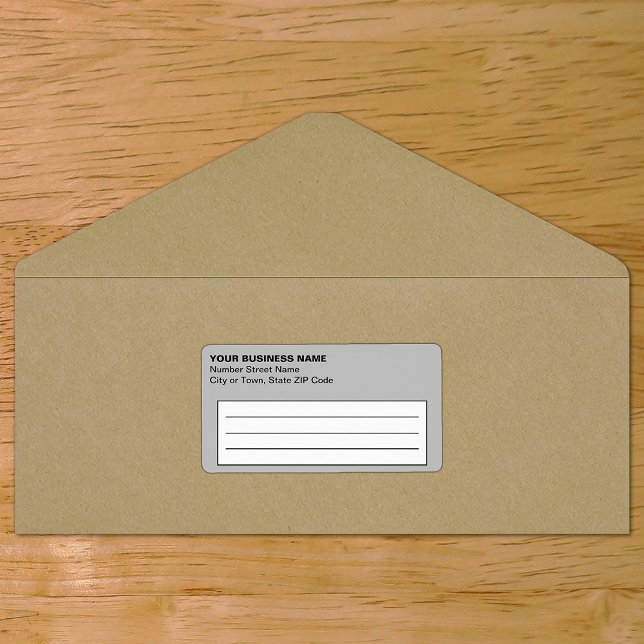 Text Based Grey Business Shipping Label (Plain text gray business shipping label on envelope)