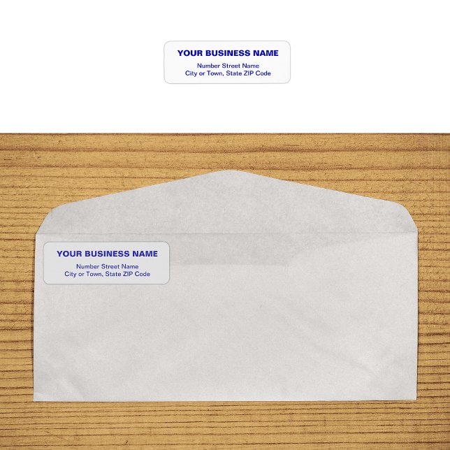 Text Based in Blue Business Return Address Label (Business return address label in blue plain text)