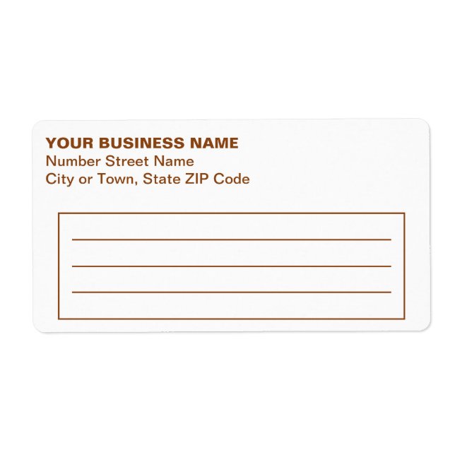 Text Based in Brown Business Shipping Label (Front)